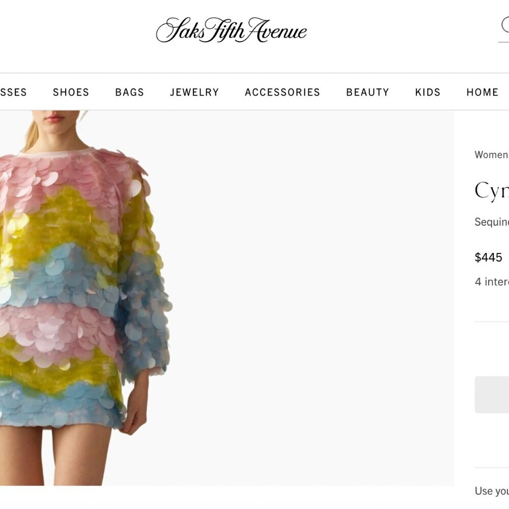 Cynthia Rowley Sequined Organza Pullover Top - Picture 4 of 4